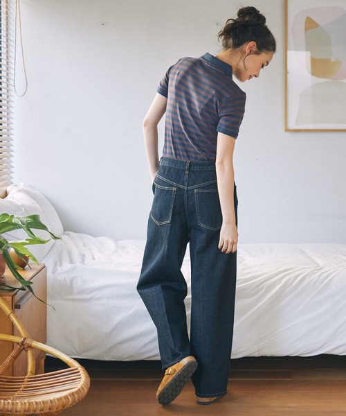 「MILLER」 半袖ポロシャツ FREE ブルー レディース_画像2