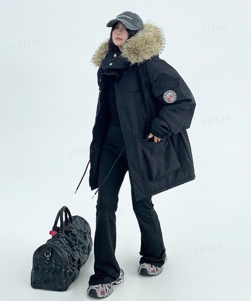 ⭐️激レア⭐️NIKE ダウンフィル モッズコート 美品 XL ブラック 脱着ファー Dalfwin（ダールフィン） モッズコート コート 韓国ファッション