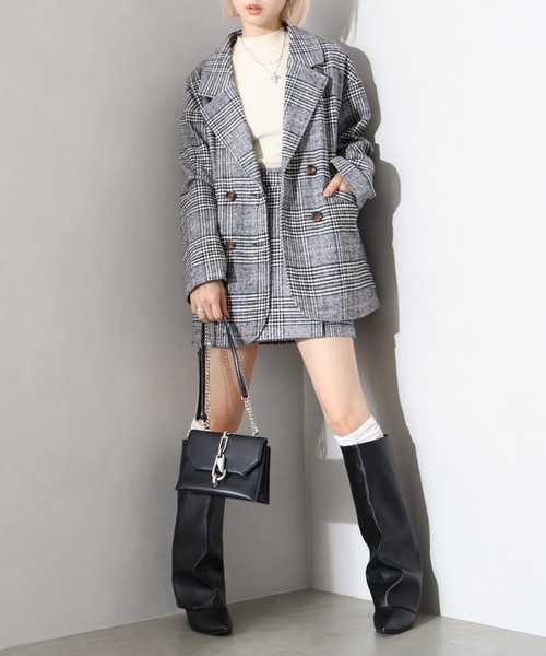 SpRay（スプレイ） コート アウター グレンチェックミドル丈コート