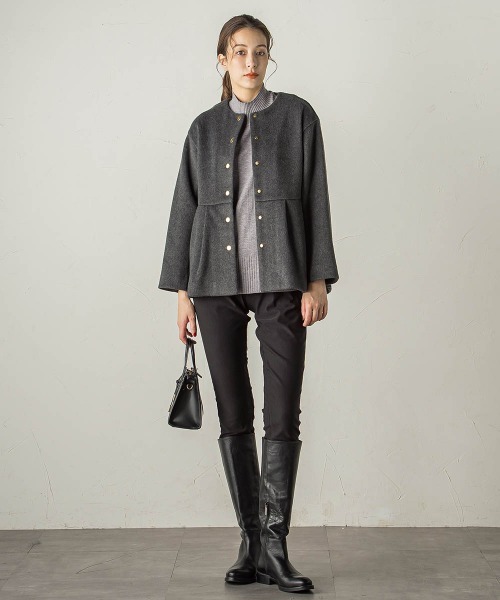 「ketty」 ノーカラージャケット M チャコールグレー レディース_画像5