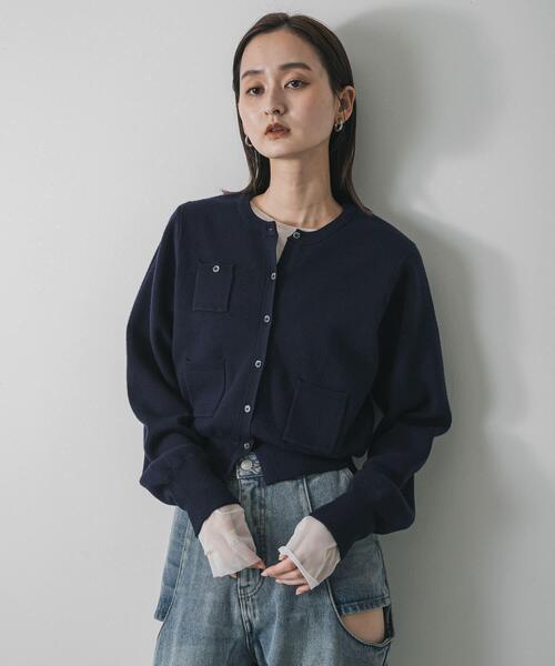 専用 70sカーディガン、レザー、デニム SENSE OF PLACE by URBAN RESEARCH カーディガン ポケットデザイン