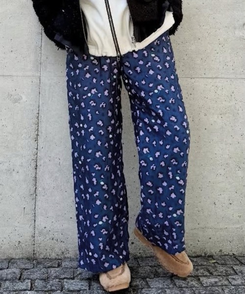 H.A.K（ハク） パンツ レオパードフラワーカットジャカードワイド