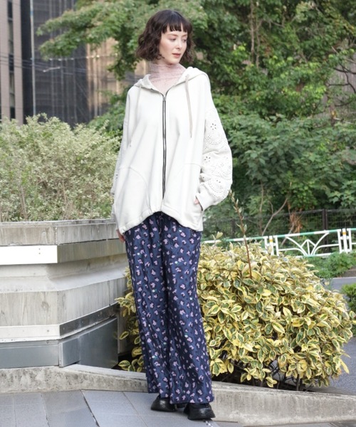 H.A.K（ハク） パンツ レオパードフラワーカットジャカードワイド