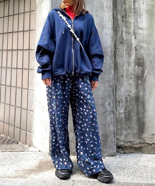 H.A.K（ハク） パンツ レオパードフラワーカットジャカードワイド