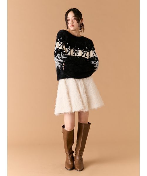 s*u様 LILY BROWN♡リボンビジューニット ホワイト リリーブラウン L.B CANDY STOCK]リボンビジューニット(ニット)｜トップス｜LILY BROWN