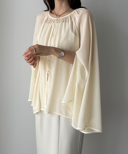 「Louere」 長袖ブラウス SMALL アイボリー レディースの画像8