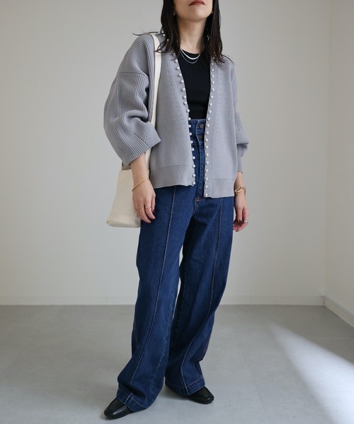 「ap retro」 ニットカーディガン FREE ブラック レディース_画像2