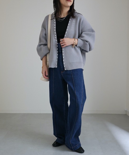 「ap retro」 ニットカーディガン FREE ブラック レディース_画像3