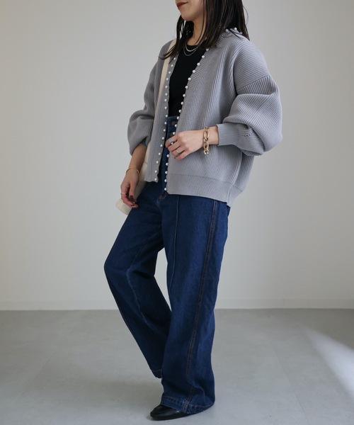 「ap retro」 ニットカーディガン FREE ブラック レディース_画像4