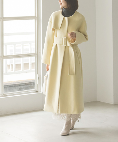 NOBLE（ノーブル） ノーカラーコート 36 イエロー レディース