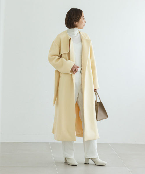 NOBLE（ノーブル） ノーカラーコート 36 イエロー レディース