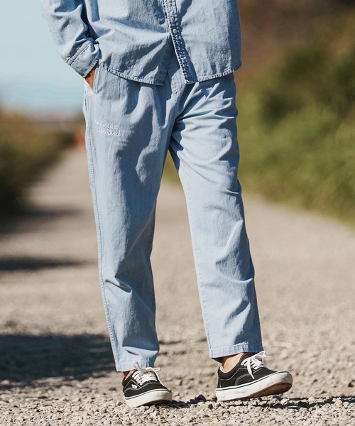 1minute 1second ジーンズ mp14365-cursive embroidery cotton-linen