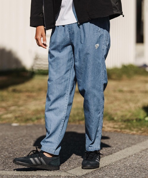 1minute 1second ジーンズ mp14365-cursive embroidery cotton-linen