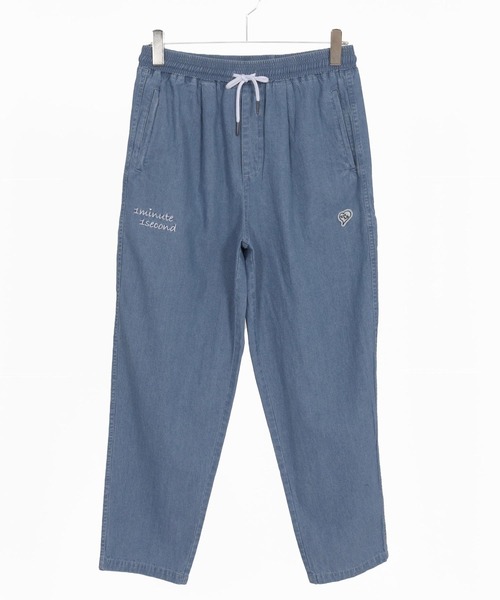 1minute 1second ジーンズ mp14365-cursive embroidery cotton-linen
