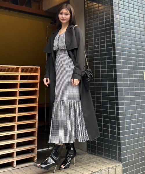 「rienda」 半袖ワンピース MEDIUM ブラック レディースの画像