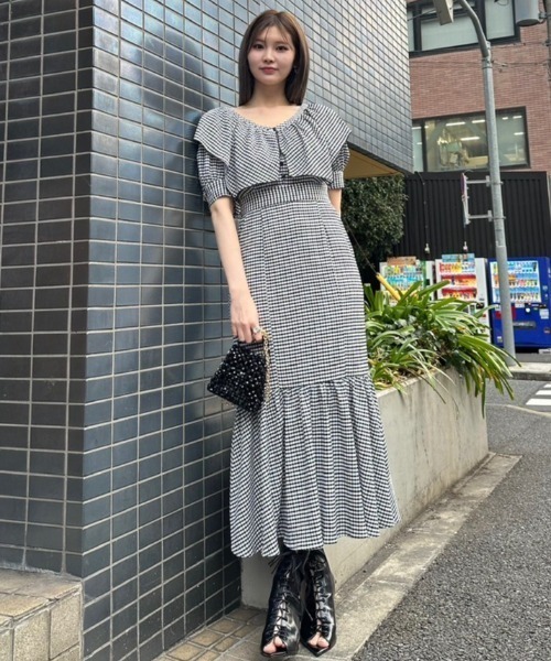 「rienda」 半袖ワンピース MEDIUM ブラック レディースの画像