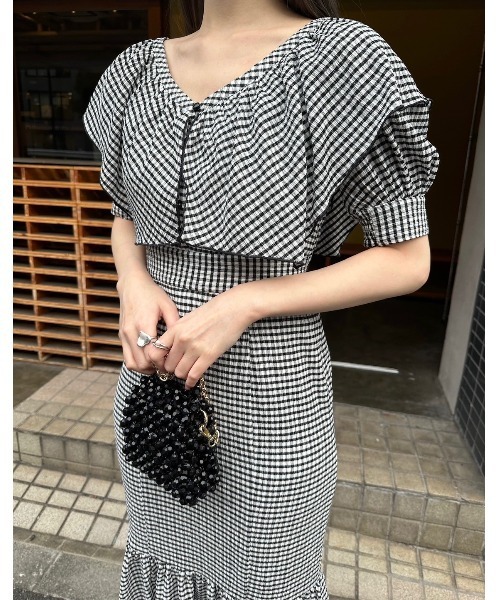 「rienda」 半袖ワンピース MEDIUM ブラック レディースの画像