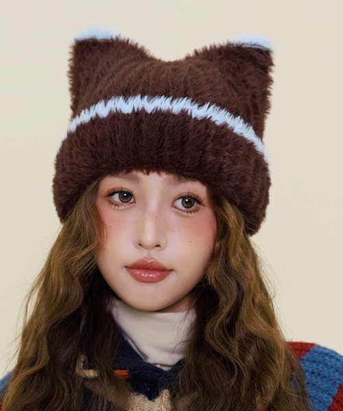 HALEY PESCA ニット帽 ニットキャップ HALEY PESCA/バイカラー 猫耳