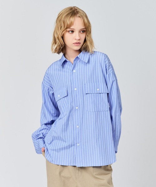 WETTEMPT シャツ DOUBLE POCKET STRIPE SHIRT / ダブルポケット