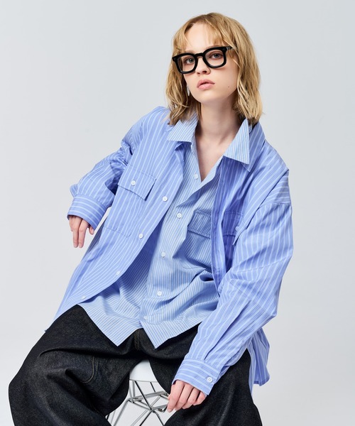WETTEMPT シャツ DOUBLE POCKET STRIPE SHIRT / ダブルポケット