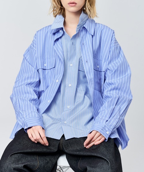 WETTEMPT シャツ DOUBLE POCKET STRIPE SHIRT / ダブルポケット