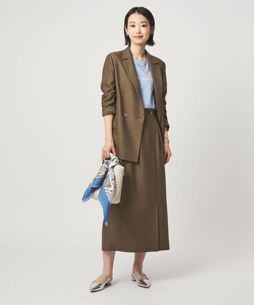 uvカット スカート 「size SHORTあり」リネンライク スリット タイト スカートの画像