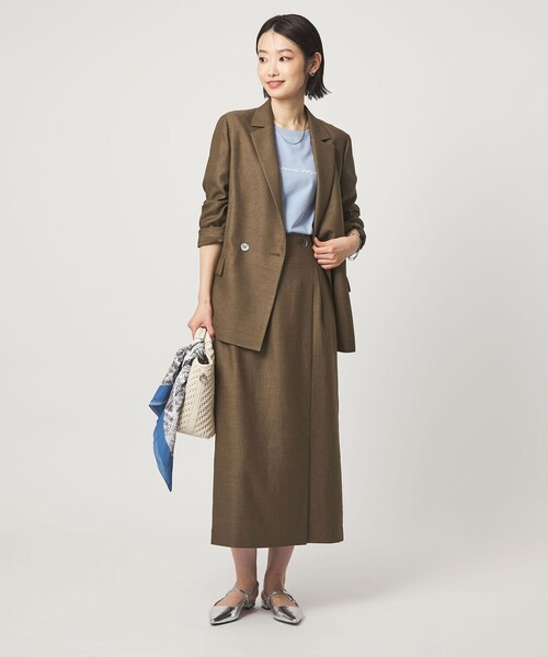 uvカット スカート 「size SHORTあり」リネンライク スリット タイト スカートの画像
