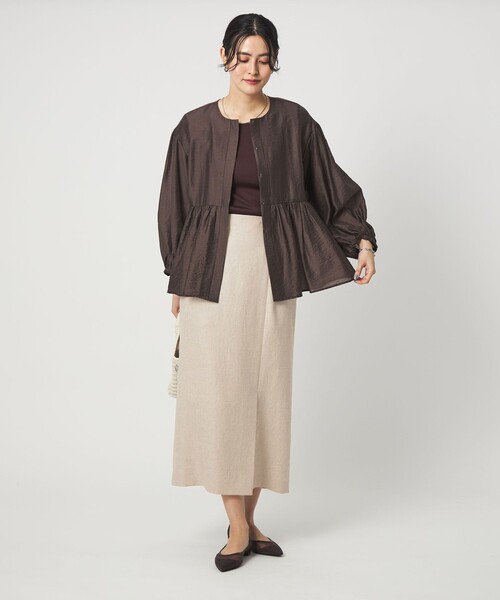 uvカット スカート 「size SHORTあり」リネンライク スリット タイト スカートの画像