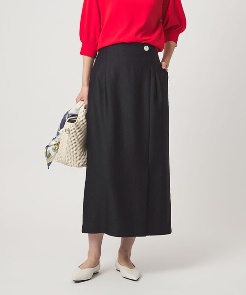 uvカット スカート 「size SHORTあり」リネンライク スリット タイト スカートの画像