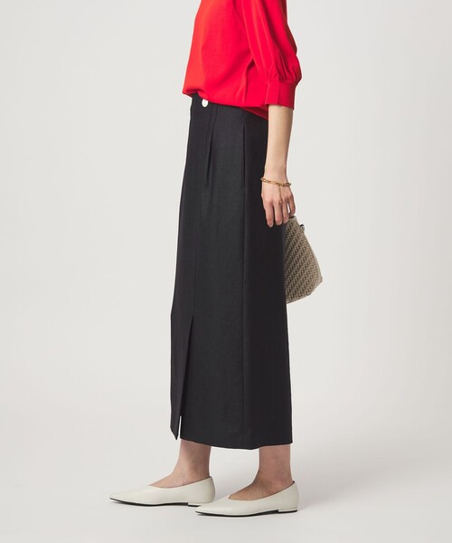 uvカット スカート 「size SHORTあり」リネンライク スリット タイト スカートの画像