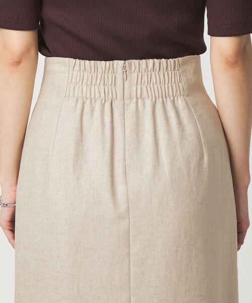 uvカット スカート 「size SHORTあり」リネンライク スリット タイト スカートの画像