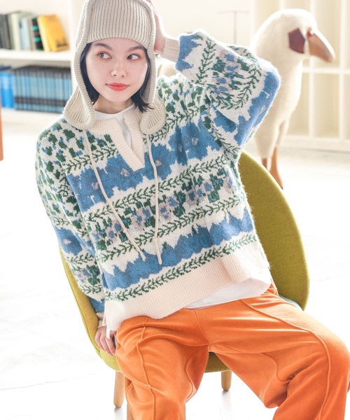 「niko and...」 長袖ニット LARGE アイボリー レディース_画像3