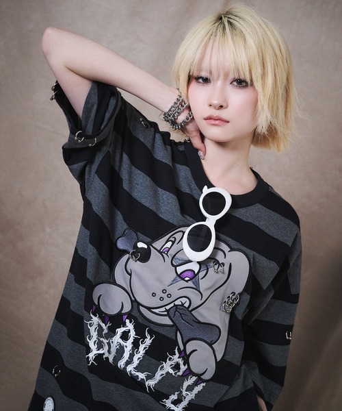 GALFY（ガルフィー） tシャツ GALFY-バチバチピアスTee メンズ