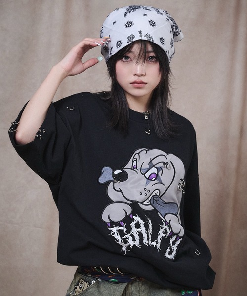 GALFY（ガルフィー） tシャツ GALFY-バチバチピアスTee メンズ