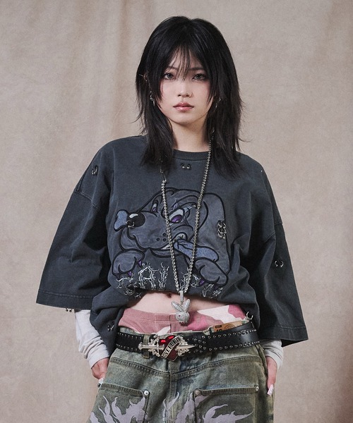 GALFY（ガルフィー） tシャツ GALFY-バチバチピアスTee メンズ