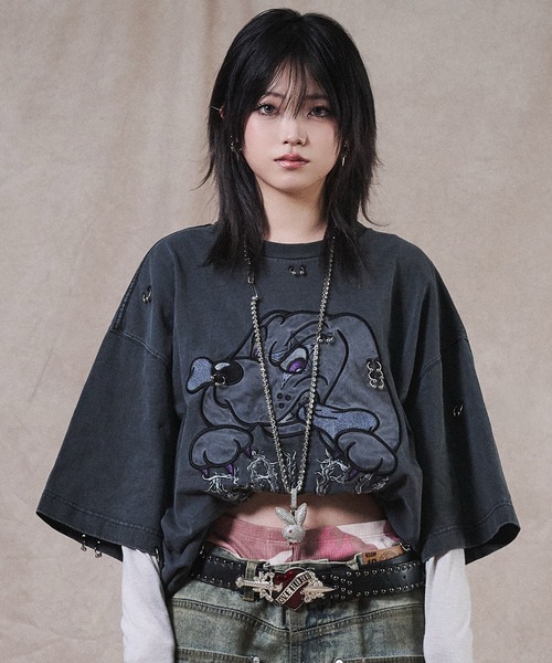 【美品】GALFYガルフィー バチバチピアスTシャツ GALFY（ガルフィー） tシャツ GALFY-バチバチピアスTee メンズ