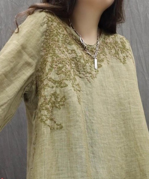 tシャツ 七分袖刺繍チュニックトップス レディース : ZOZOTOWN Yahoo