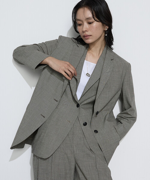 ベスト ジレ ストレッチミニ千鳥 ジレ レディースの画像