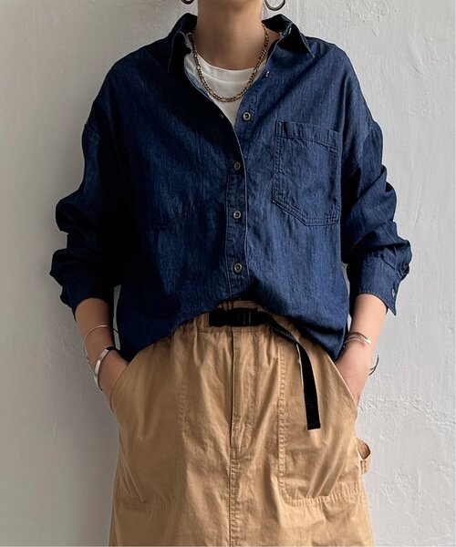 「LBC」 長袖ブラウス M ダークネイビー レディース_画像2