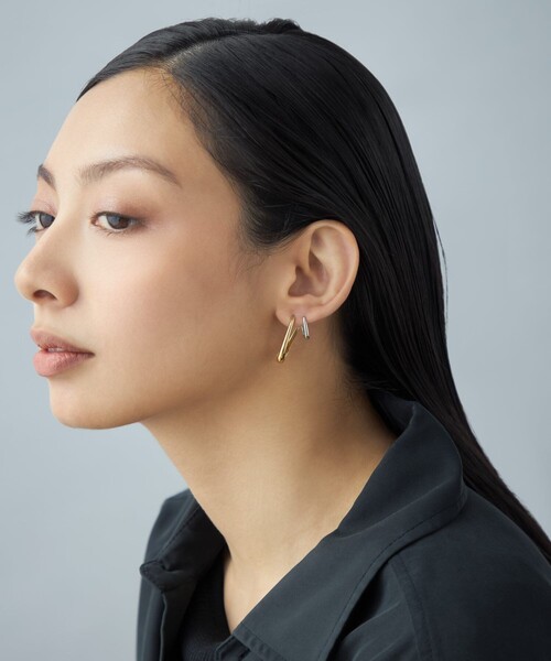 ピアス 「ダブルピアス」 パール コンビカラー レディースの画像