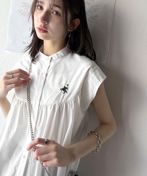 「classicalelf」 半袖シャツ LARGE ネイビー レディース_画像3