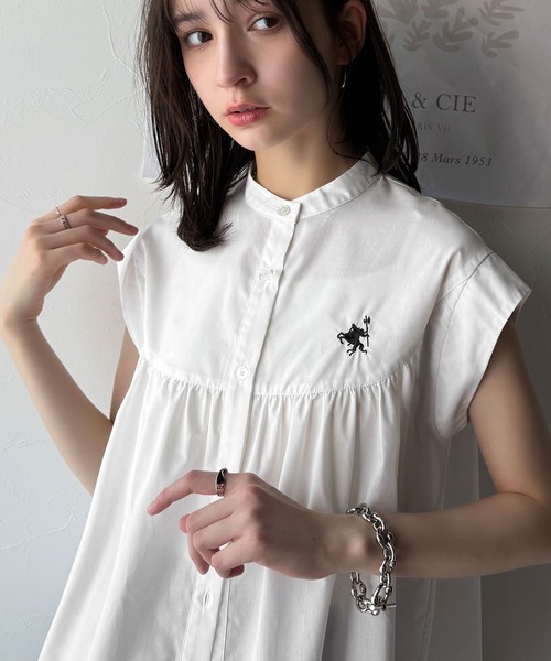 「classicalelf」 半袖シャツ LARGE ネイビー レディース_画像7
