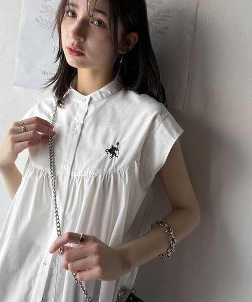 「classicalelf」 半袖シャツ LARGE ネイビー レディース_画像10