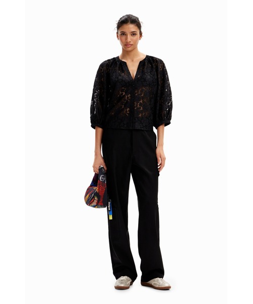 「Desigual」 半袖ブラウス M ブラック レディース_画像5