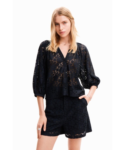 「Desigual」 半袖ブラウス M ブラック レディース_画像6