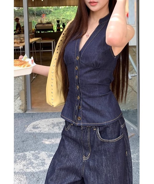 FAVORITO セットアップ ノースリーブトップスワイドパンツデニム