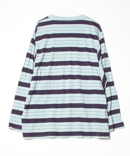 「UNUSED」 ボーダー柄長袖Tシャツ 3 ブルー メンズ_画像2