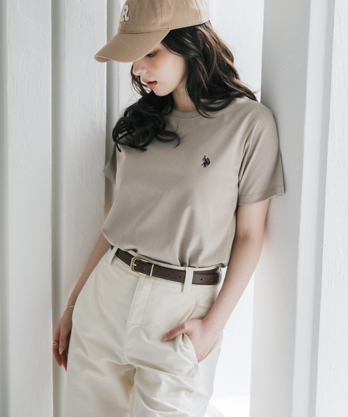 「U.S. POLO ASSN.」 半袖Tシャツ L ベージュ レディース_画像3