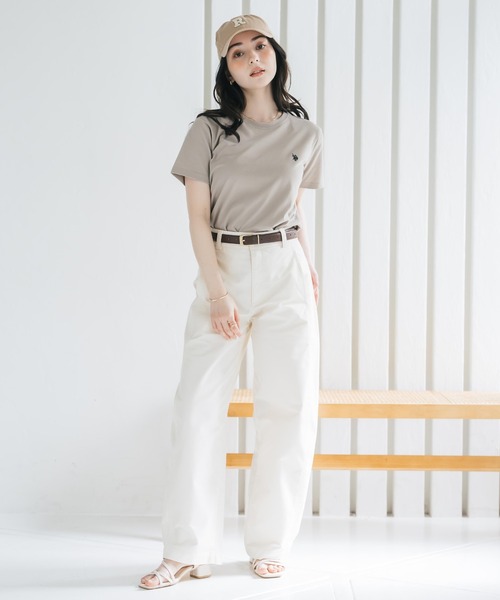 「U.S. POLO ASSN.」 半袖Tシャツ L ベージュ レディース_画像5