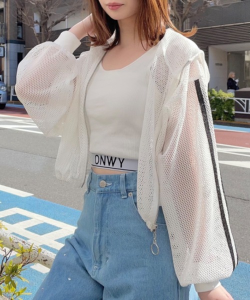 「one way」 ジップアップパーカー FREE アイボリー レディース_画像2
